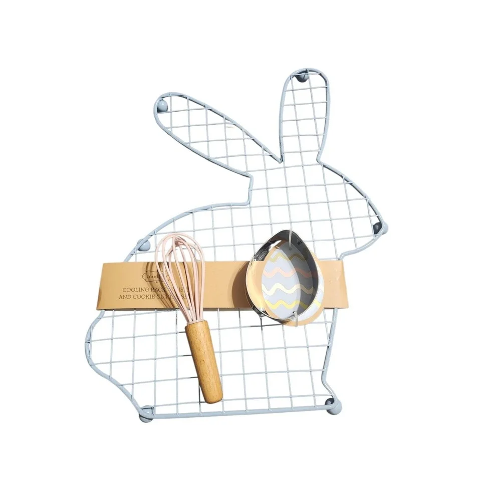 Mud Pie Easter Bunny Cooling Rack Mini Whisk Egg Cookie Cutter 3Piece Baking Set